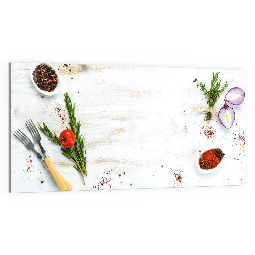 DEQORI Magnettafel Glas 100x50 cm 'Küchenkräuter und Gewürze' beschreibbar Whiteboard